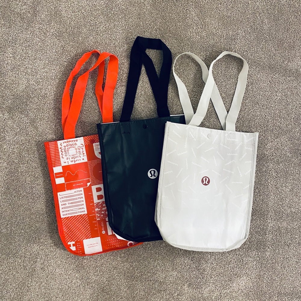 Lululemon Reusable Shopping Tote Bag Lot - Red, Black, White